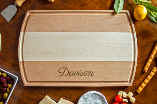 Personalized Large Arched Multi-Wood Charcuterie Board